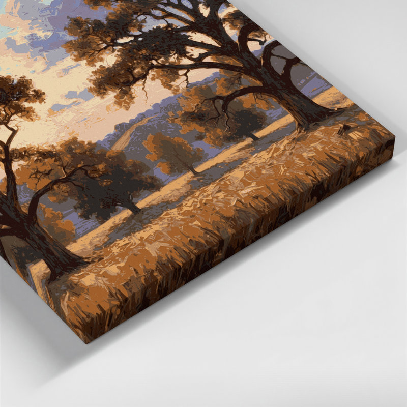«Farm Oak Trees», art mural sur toile noire, H 11 po x l 14 po