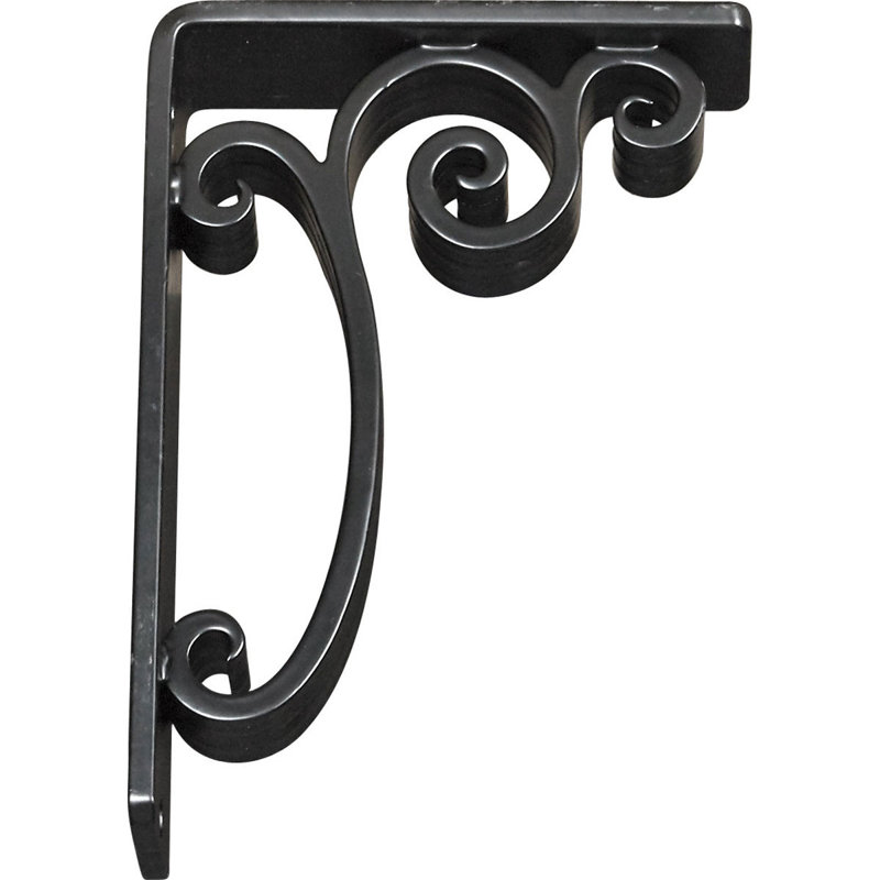 Avery Wrought Iron Bracket, 8" H x 2" W x 5.5" D, Black