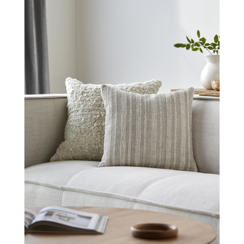 Vermont Striped Linen Throw Pillow, 18" x 18", Polyester/Polyfill