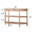 Console de 49 po en bois fabriquée à la main avec garniture en feuilles de maïs tissé et rangement à 3 niveaux