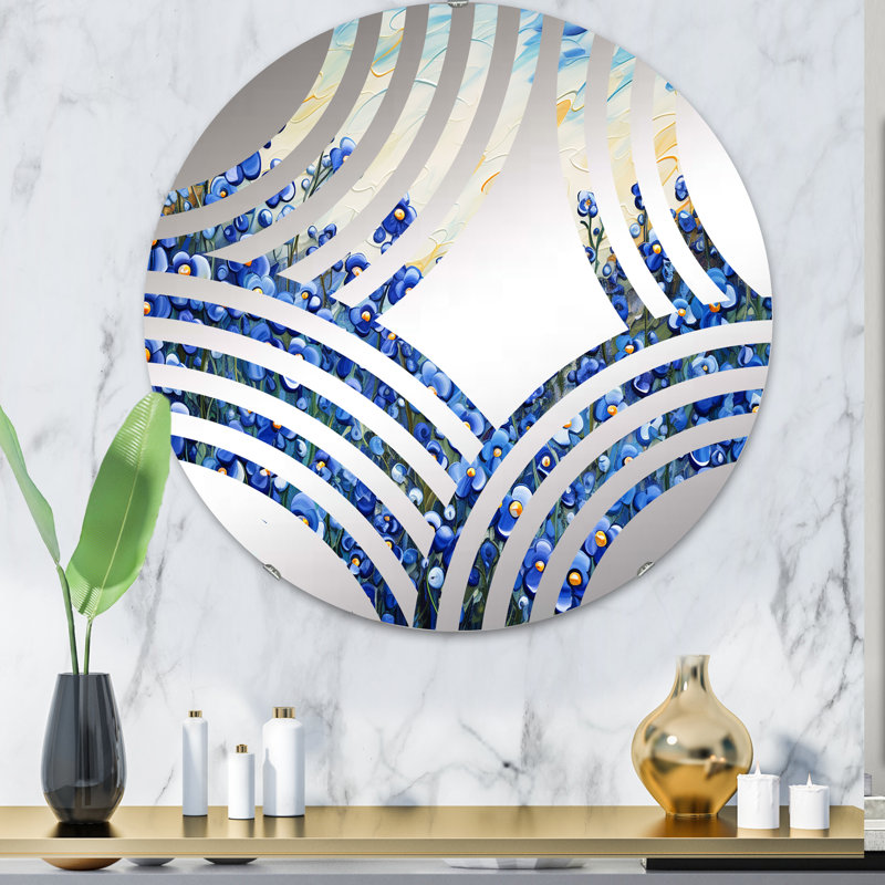 «Calming Blue Bonnets Floral Field» - Miroir décoratif Baptist Fan - MIR112075, 31,4 po x 31,4 po