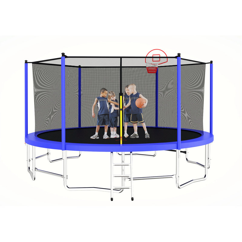 Trampoline de style roman, filet de sécurité, Bleu, Bleu