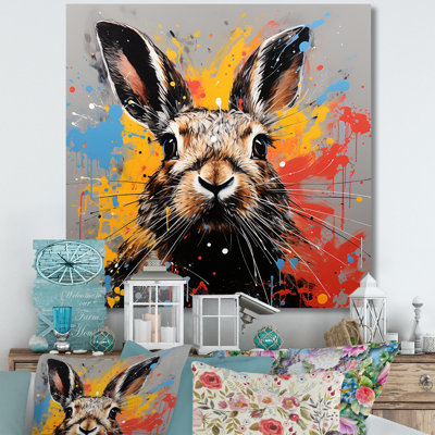 Représentation pop art d'un lapin aux teintes III