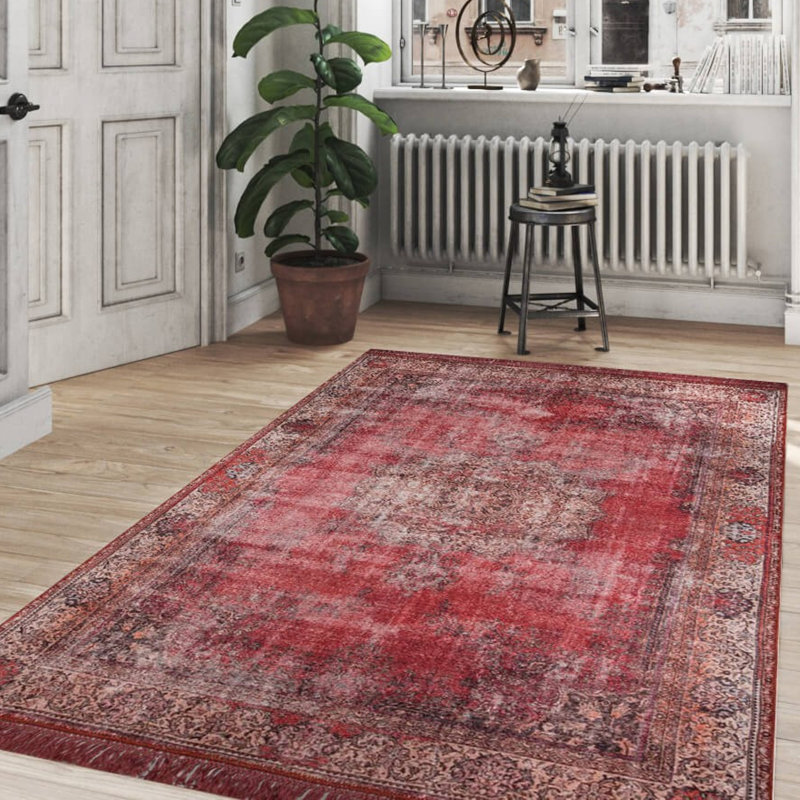 Premium Machine Washable Carpet, 4.6 x 6.2 Feet, 100% Polyester, 1850 g/m² | Pile Height: 0.2 Inches | Eco-Friendly Recycled Poly Cotton Underside | Perfect for Living Room, Bedroom, and High-Traffic Areas