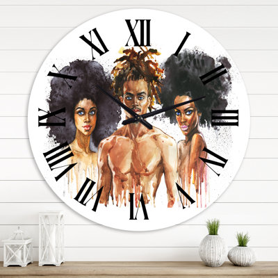 Afro Americam Fashion Portraits - Horloge murale glamour