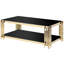 Table basse moderne avec verre trempé spacieux et base en acier inoxydable doré, centre de salon fonctionnel en acier, élégant-954058894-954058895