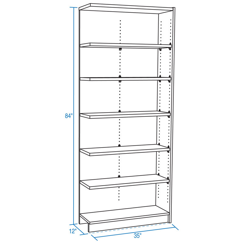 Bibliothèque standard Bibliothèque, Chêne moyen, (6 tablettes) H 84 po x l 35 po x P 12 po