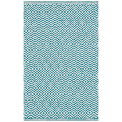 Dryden Geometric Handmade Flatweave Cotton Ivory/Turquoise Area Rug