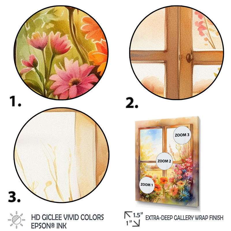 Fenêtre Nasharn de fleurs florales V, Cadre photo noir, H 20 po x l 12 po x P 1 po