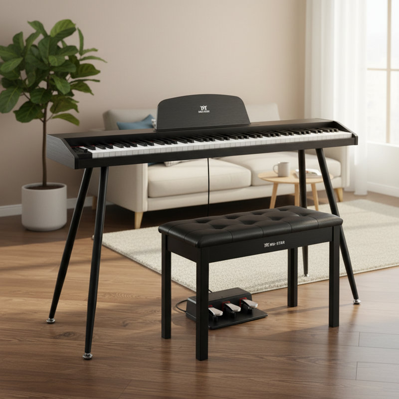 Jeu de musique électrique avec banc, Noir