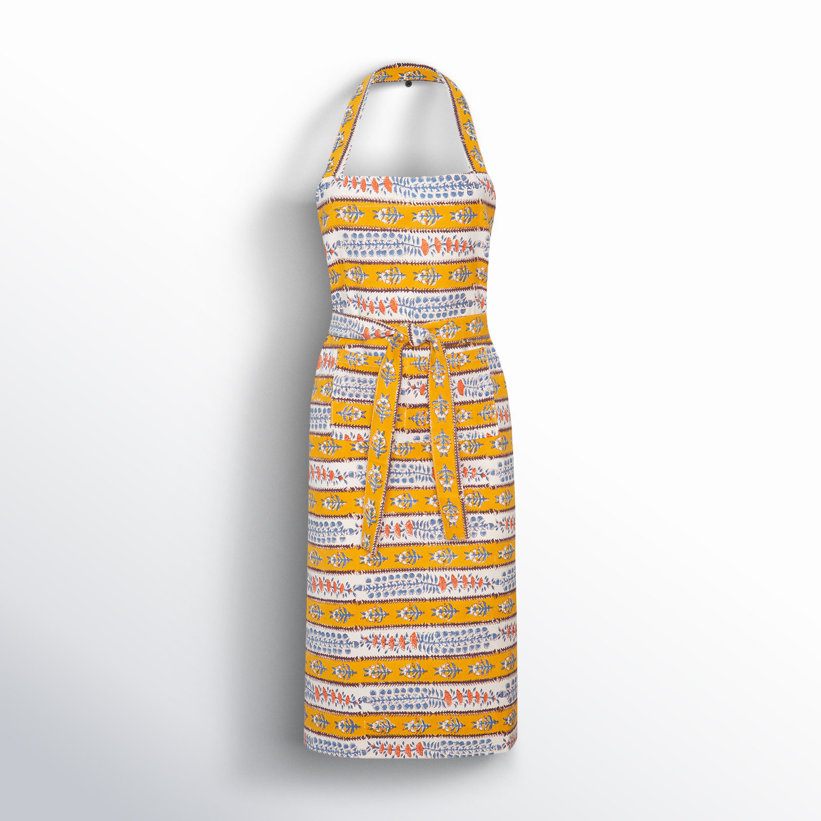 Charlemont 32" W x 36" L Apron, Dijon/Blue