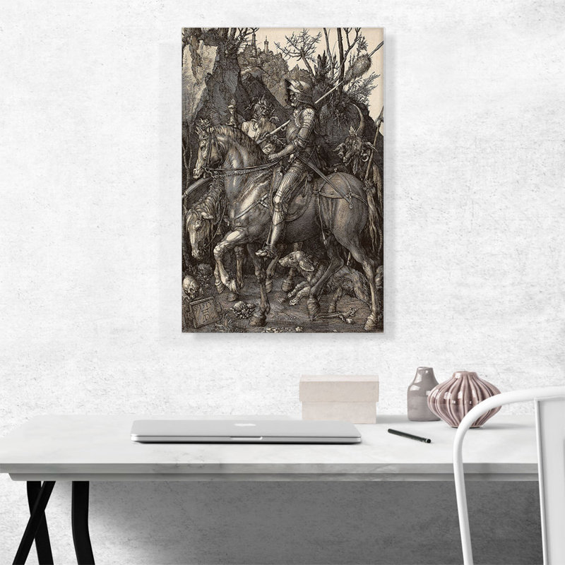 Chevalier, mort et diable par Albrecht Dürer, reproduction d'art sur toile tendue, H 26 po x l 18 po x P 0,75 po