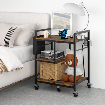 Plateau supérieur pour grandes imprimantes, chariot à roulettes robuste avec roulettes verrouillables, 3 prises de courant, tablette coulissante, rangement de papier pour le bureau, commercial