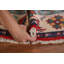Tapis unique en laine noué à la main 4 pi 11 po rouge nouvel âge / rouge / bleu / brun