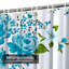 Magnifique rideau de douche à motif floral blanc avec 12 crochets-935124148