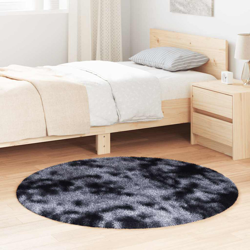 Shaggy Rug High Pile NAVARRA Dark Grey Polyester, Round 120cm