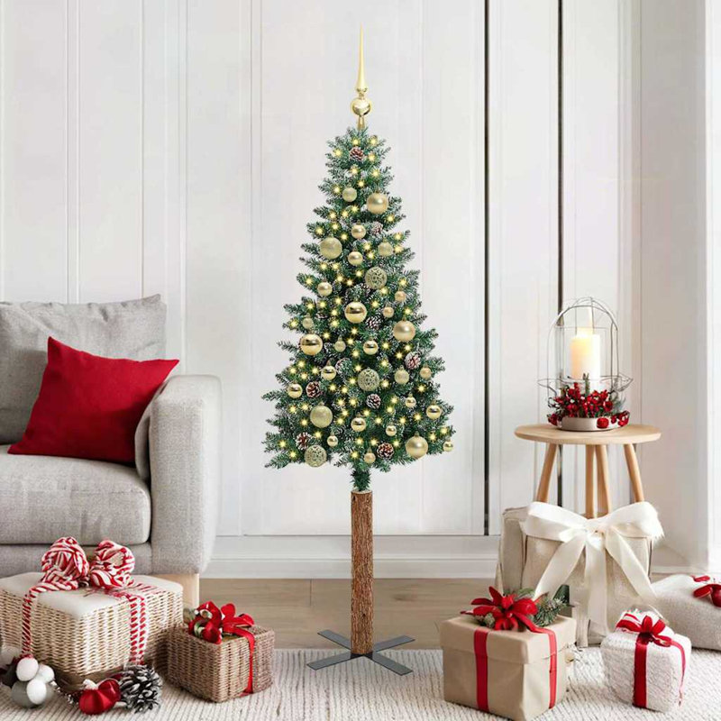 Slim Christmas Tree with 150 LEDs, 4.92' H, Gold
