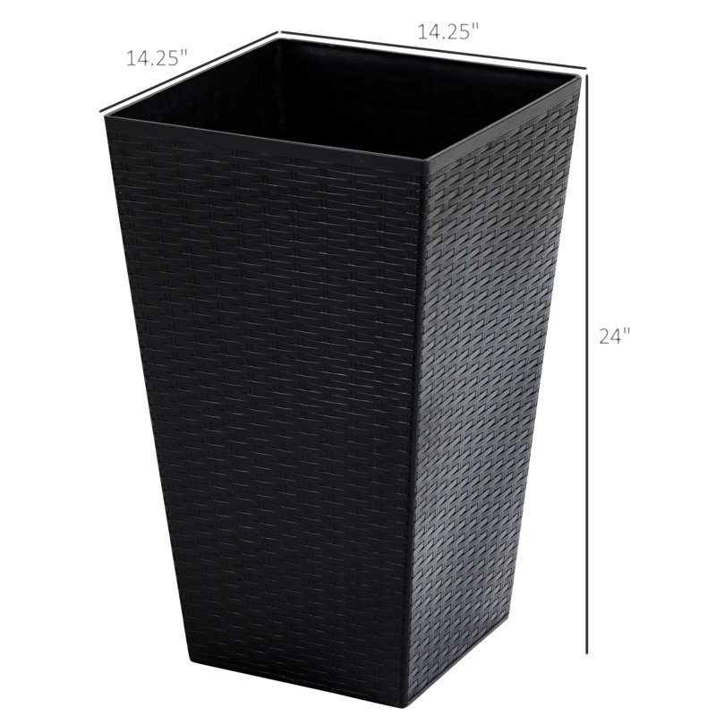 Ensemble de 3 pots à fleurs avec trou de drainage Outsunny, Noir