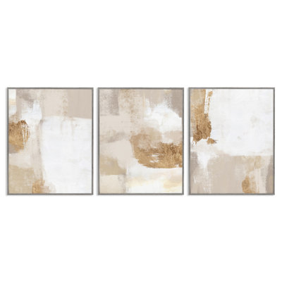 «Stupell Industries Beige Modern Abstraction», ensemble de 3 toiles murales par Ros Ruseva