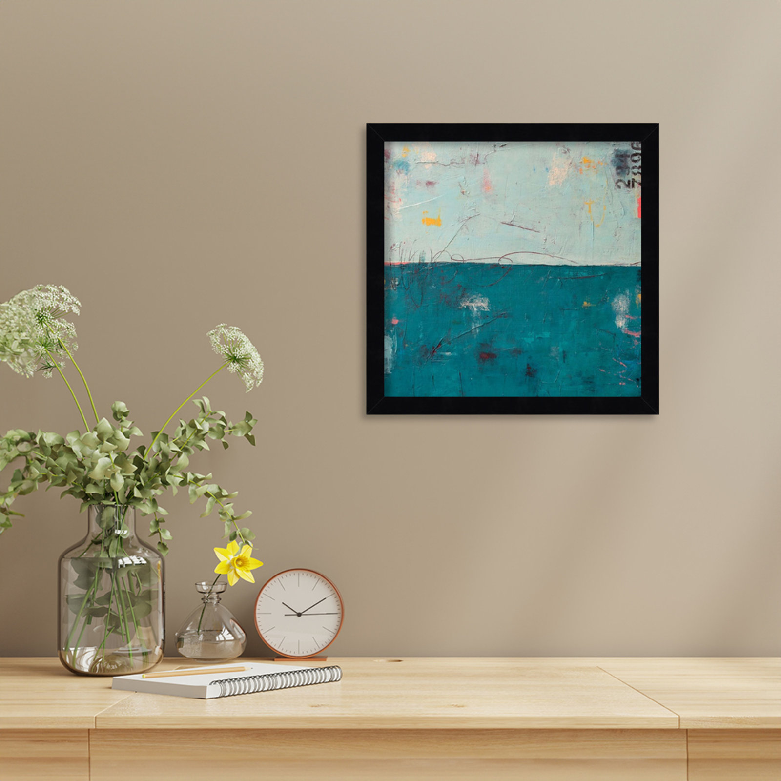 Blue Bay Hideaway Print by Erin Ashley, 13" H x 13" W, Black