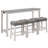 4 Piece Bar Table Set With Power Outlet,Bar Table Set With Chairs,Sofa Bar Table With Stools,Behind Couch Table With 3 Padded Stools