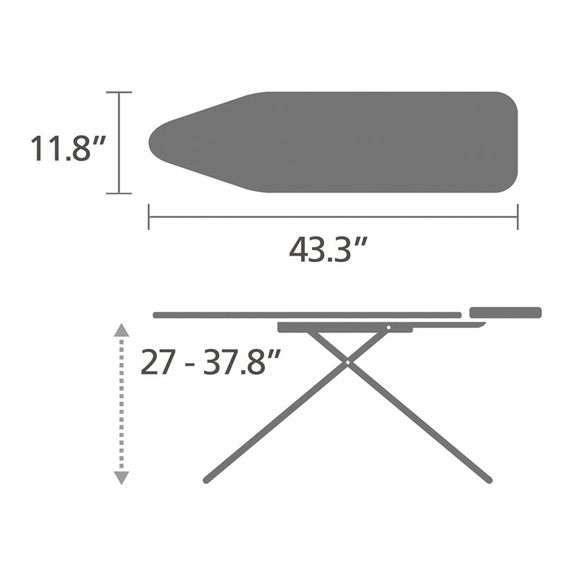 Brabantia Size A Small Ironing Board with Steam Iron Rest, Calm Rustle