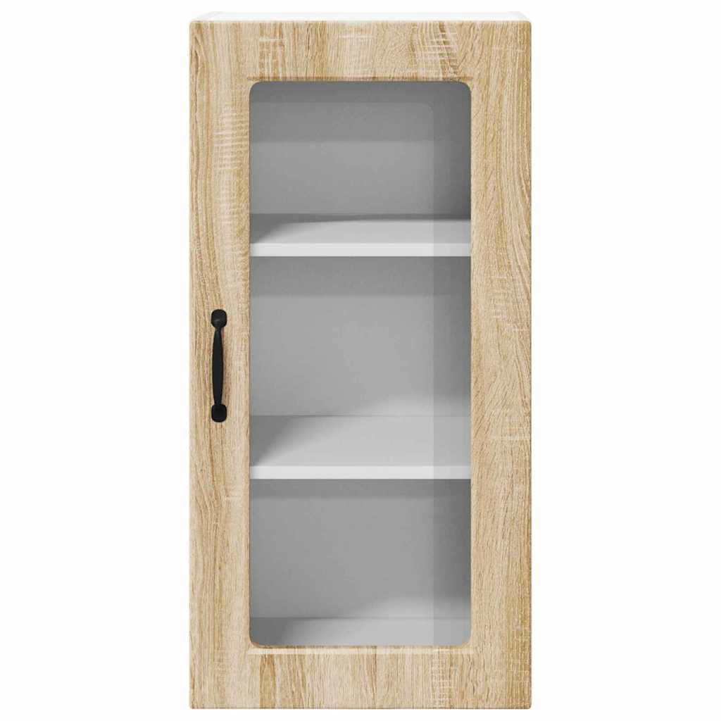 vidaXL Wall Glass Cabinet LUCCA Sonoma Oak 40 x 31 x 80 cm - Image 2
