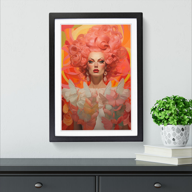 Drag Queen Classicism - Single Picture Frame Print on Wood, Black Framed, 34cm H x 25cm W