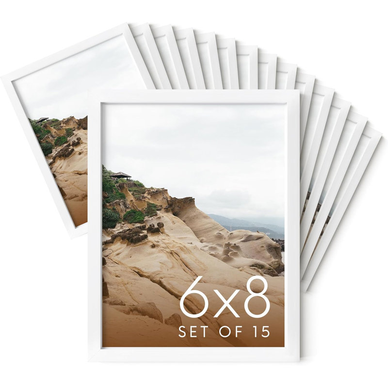 Cadres photo en métal (ensemble de 15), Blanc, L 6 po x H 8 po