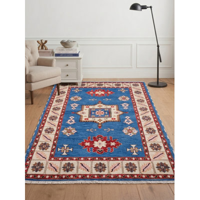 Tapis d'intérieur rectangulaire oriental fait main en soie et laine blanc aqua, noué à la main