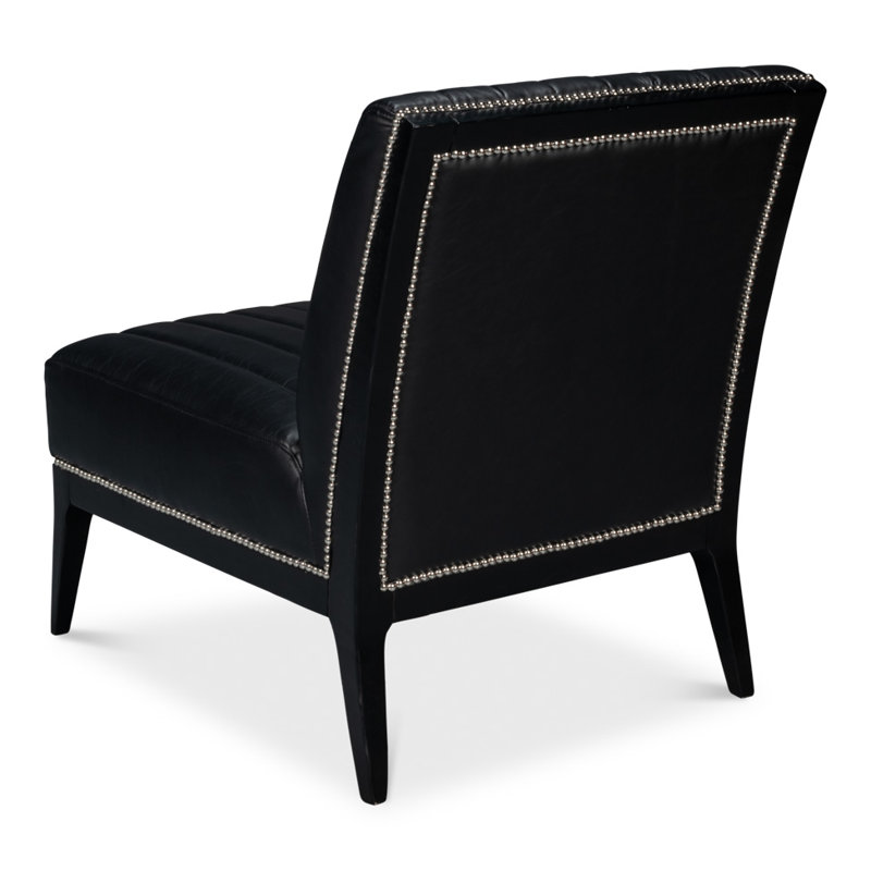 Agave Slipper Chair, Black Genuine Leather