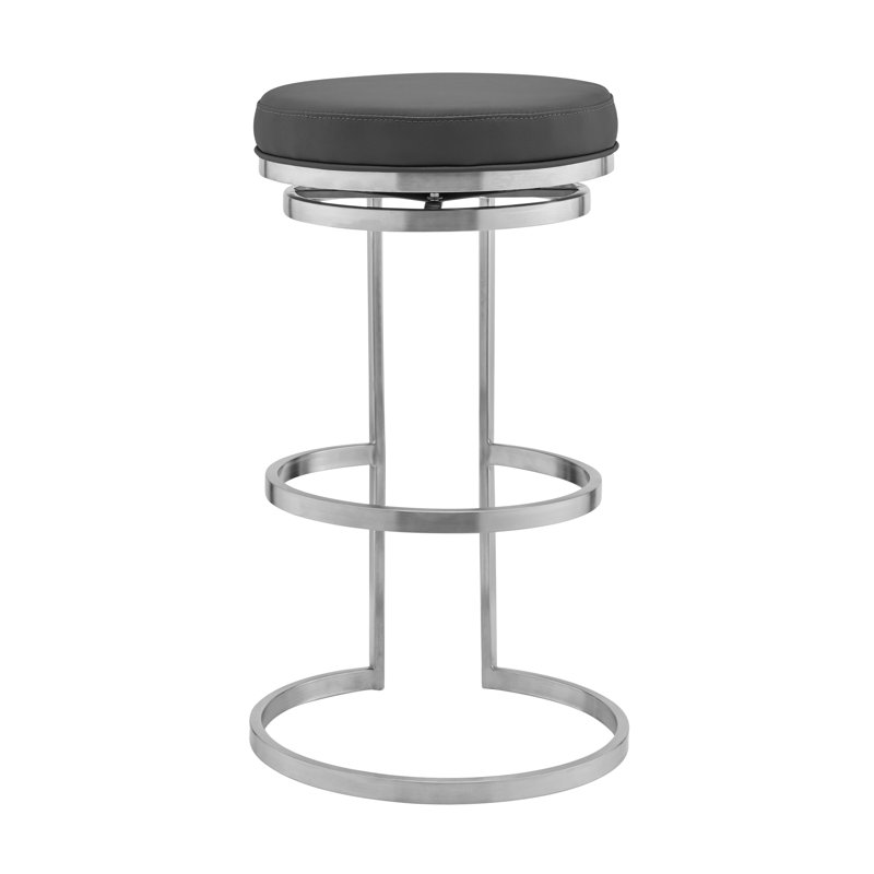 Tabourets de bar confortables en similicuir gris, pivotant en acier inoxydable, conception moderne pour les cuisines