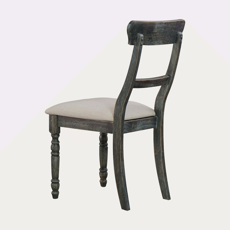 Ensemble de 2 chaises d'appoint en lin au fini gris patiné