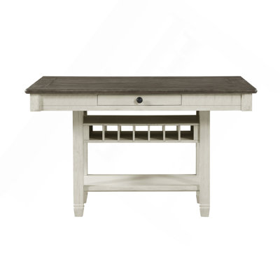 Table à hauteur de comptoir avec tiroirs de rangement blanc antique et brun Rosy