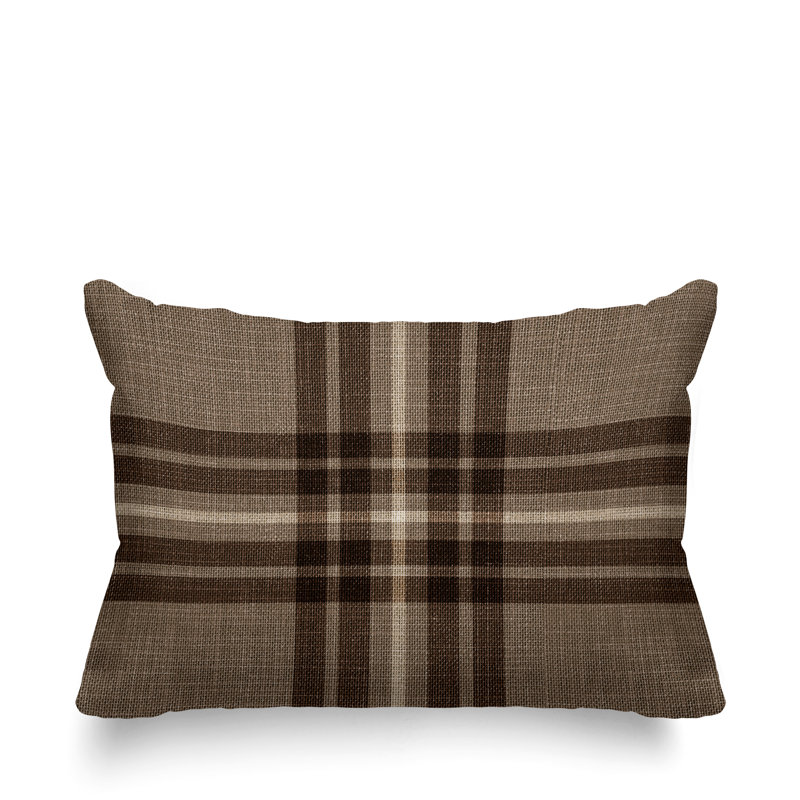 Brady Plaid Cottage Indoor/Outdoor Pillow, Brown
