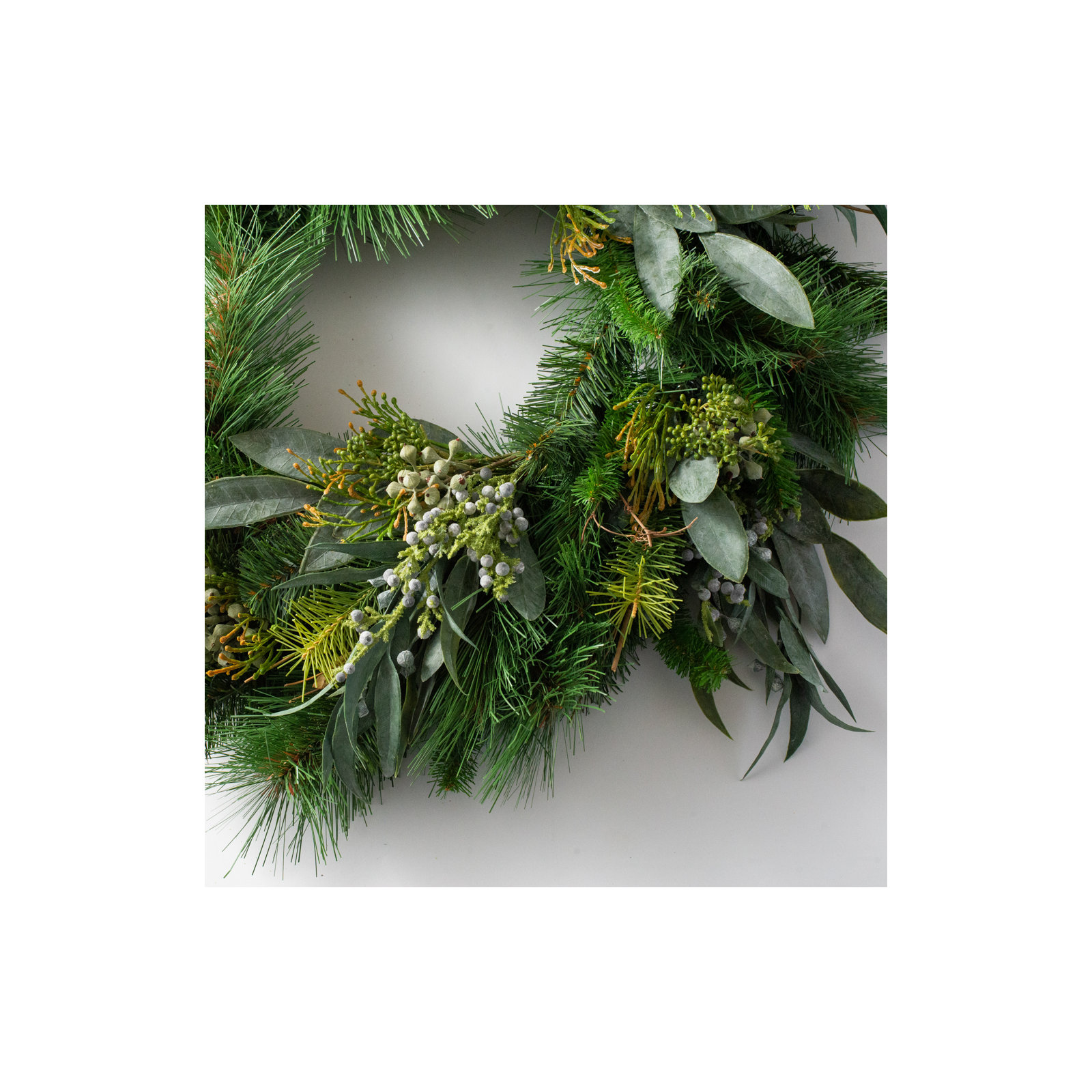 Faux Eucalyptus Silk Wreath, 30" H x 30" W x 6" D