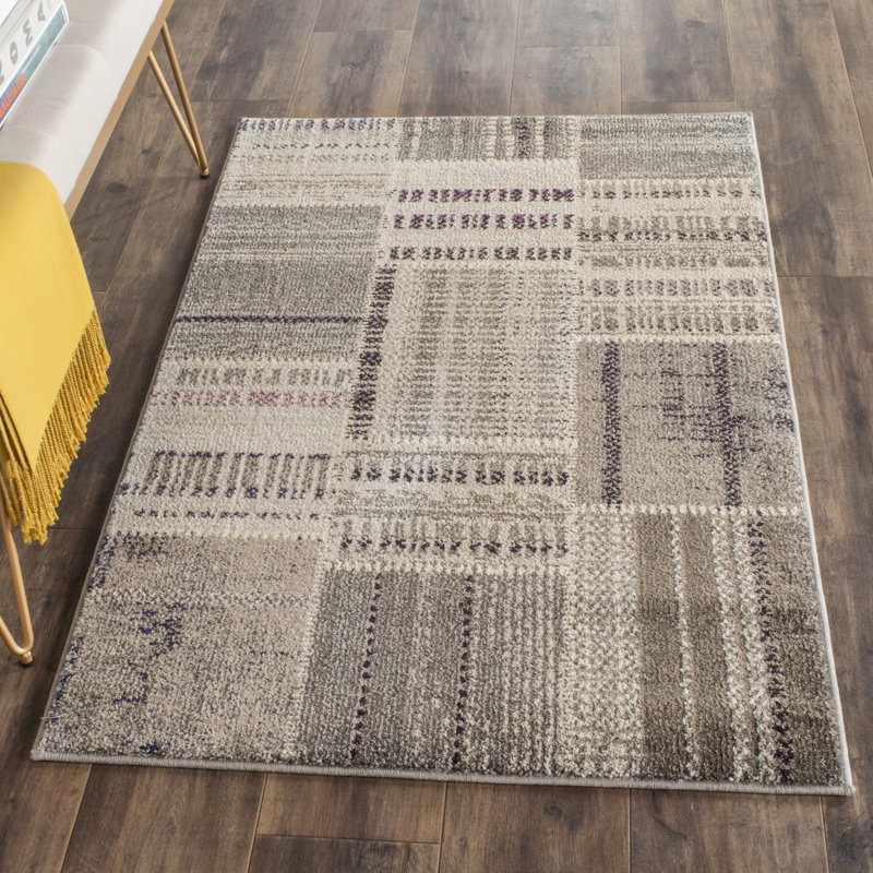 Tapis gris à motif géométrique Tucker, Rectangle 6 pi 7 po x 9 pi 2 po
