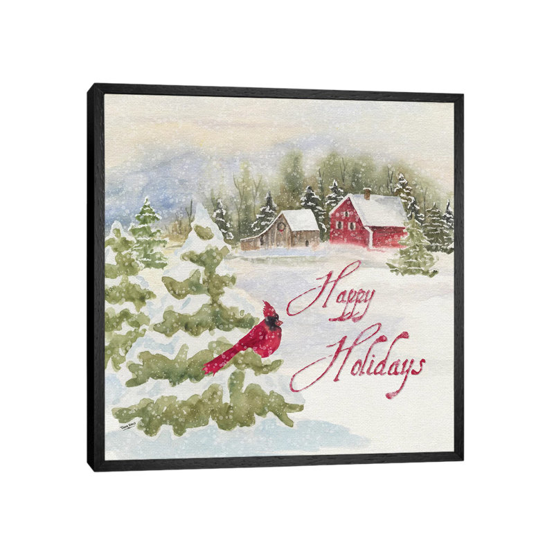 Christmas In The Country I Happy Holidays by Tara Reed - Print on Canvas, 66.04 cm H x 66.04 cm W, Black Framed
