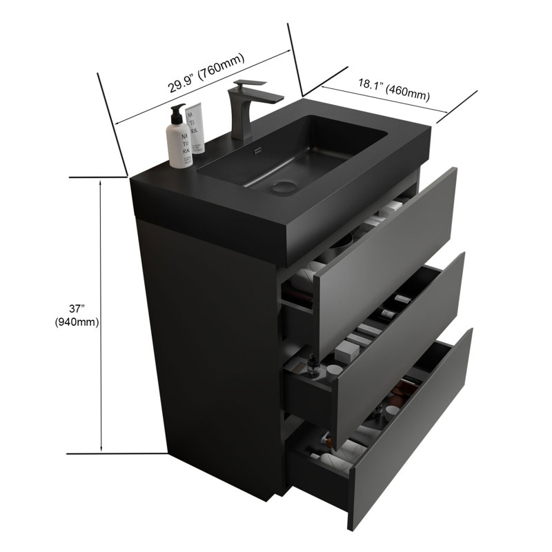 29.9'' Bathroom Vanity with Plastic Top