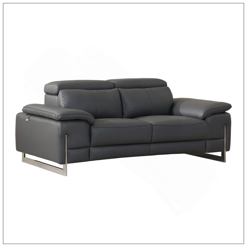 Causeuse en cuir italien Global United, Gris foncé