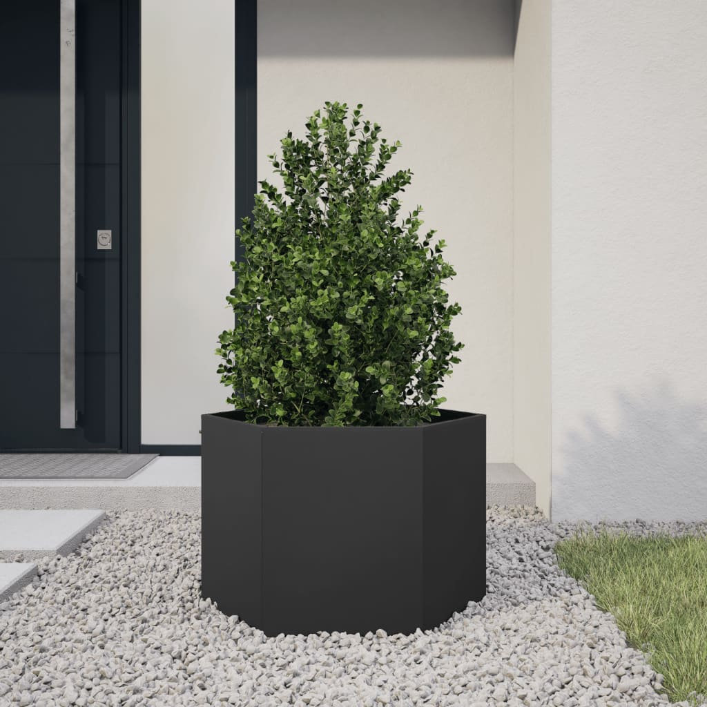 vidaXL Garden Planter Black Hexagon 69x60x45 cm Steel - Image 3