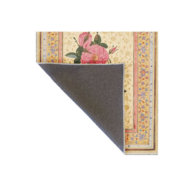 Tapis rose à motif tissé beige et rose, Tapis de couloir 3 pi 3 po x 6 pi 7 po inclus