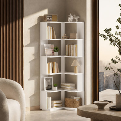 64.96" Mid-Century Modern Bookcase with Metal Frame