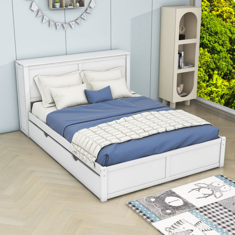 Grand lit plateforme avec rangement gigogne simple Meurig