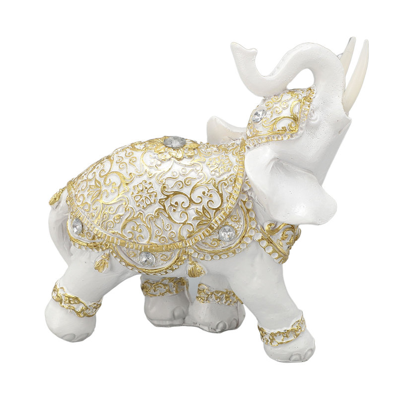 Éléphant statue en résine blanche sculpture mignonne porte-bonheur pour bibliothèque d'entrée bureau d'ordinateur décoration de la maison M