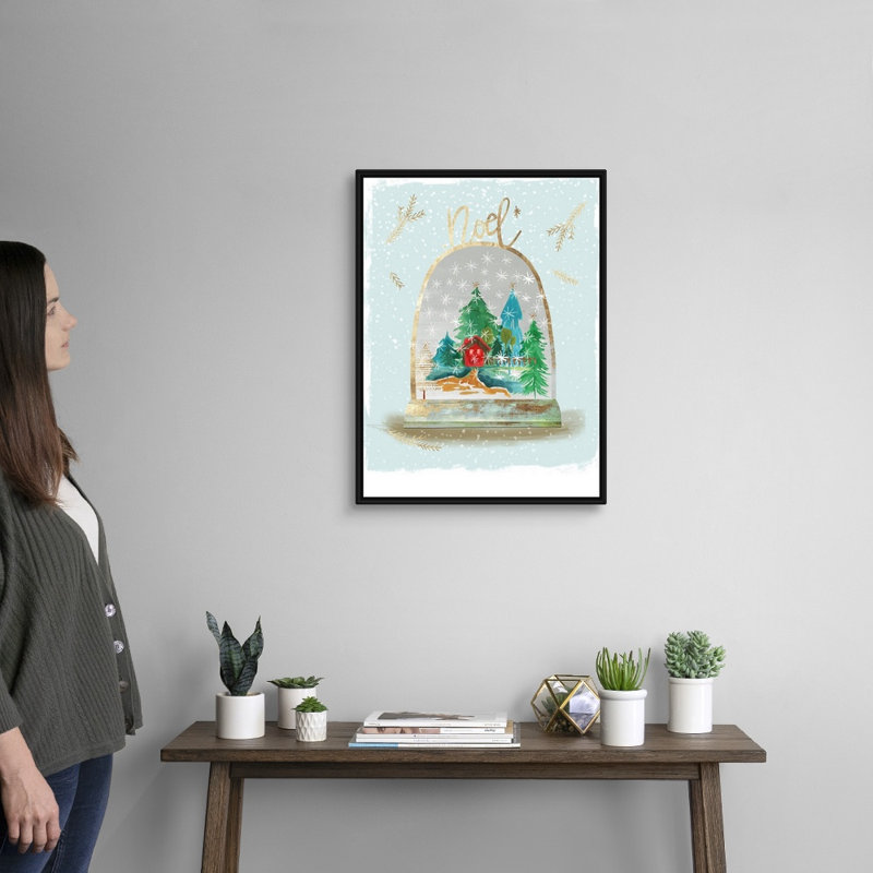 « Snow globe III », reproduction d’art textuel sur toile, 26" H x 20" W x 1.75" D, Cadre noir