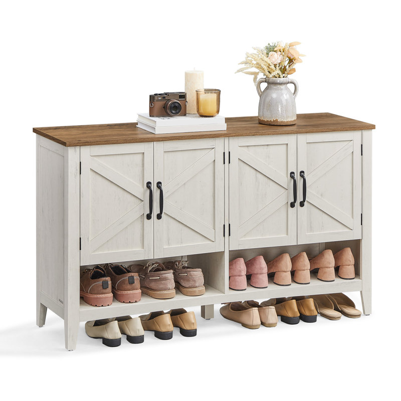 18 Pair Shoe Storage Cabinet, Brown/White