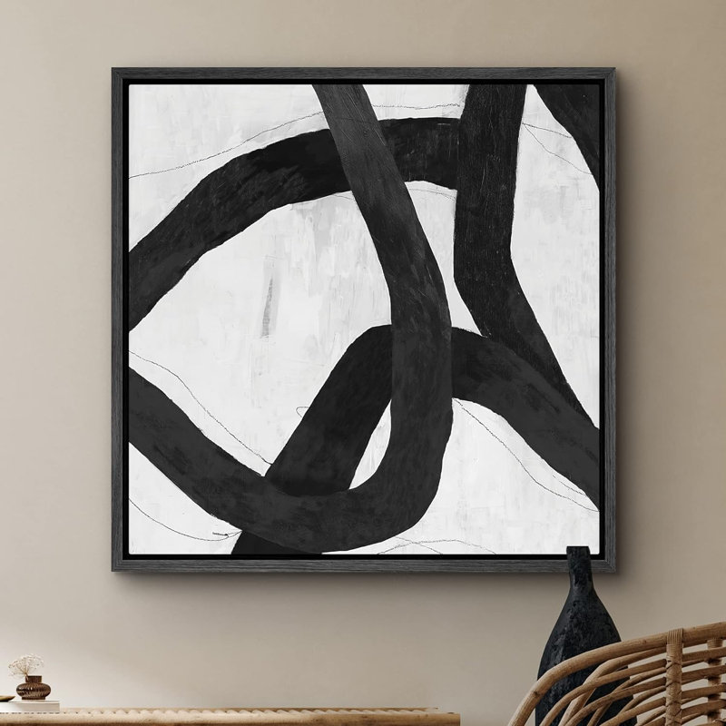 «Grunge Geometric Paint Stroke Collage», reproduction sur toile flottante, H 24 po x l 24 po x P 1,5 po, Cadre noir