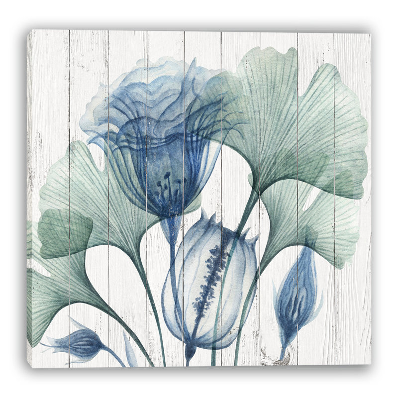 Indigo Bloom Harmony - Art mural sur toile tendue, H 40 po x l 40 po