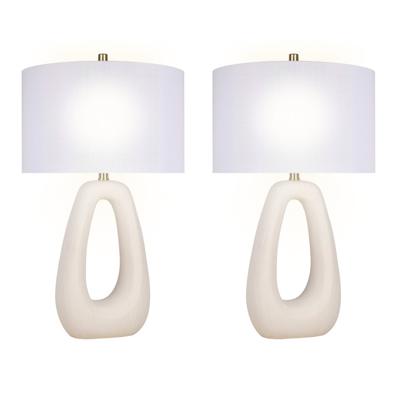 Serenity Loop Ceramic Table Lamp - Textured White - Set of 2